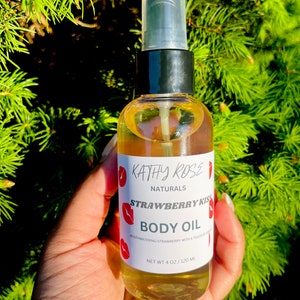 Strawberry Vanilla Body Oil, Vegan Moisturizer, All Over Body, Hair Oil , Natural Skincare, Scented Body Oil, Wholesale
