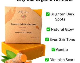 Turmeric Soap, Gentle Bar For Face And Body, All Natural body Cleanser with Refreshing Scent, Organic Tumeric