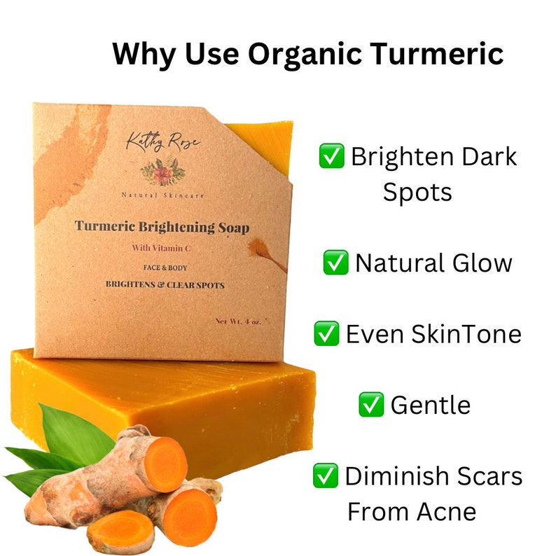 Turmeric Soap, Gentle Bar For Face And Body, All Natural body Cleanser with Refreshing Scent, Organic Tumeric image 1