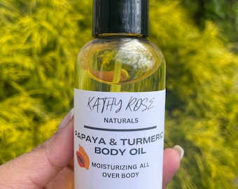 Papaya & Turmeric Body Oil, Vegan Moisturizer, All Over Body, Papaya Soothing Oil, Hair Oil , Natural Skincare, Wholesale