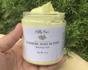 Turmeric & Kojic Whipped body butter, dry skin relief, Body moisturizer