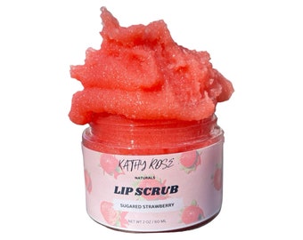 Lip Sugar Scrub, Strawberry Sugar Exfoliator, Dry Lips, Hidrating Sugar scrub