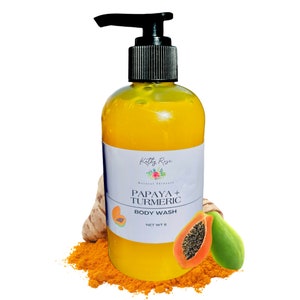 Papaya Turmeric Body wash, Body Gel, Body Cleanser, Tumeric Soap