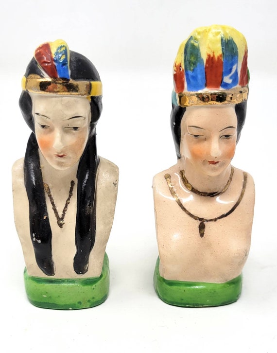Vintage American Indian Salt and Pepper Shakers made in Japan