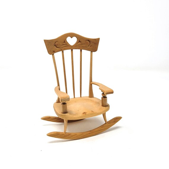 Adorable Miniature Wooden Dollhouse Rocking Chair