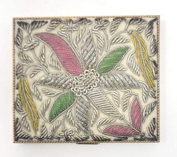 Vintage Schildkraut Zardozi Embroidered Compact