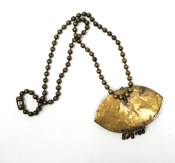 Vintage Nepalese Diety Pendant on Brass Ball Chain - image 7