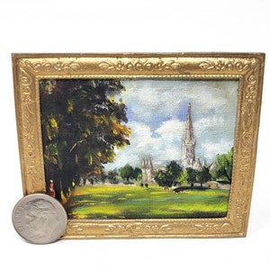 Wonderful Miniature Handpainted copy of John Constable&#39;s Salisbury Cathedral from the Meadows