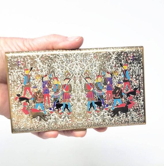Vintage Volupte Hunt Scene Cigarette Case