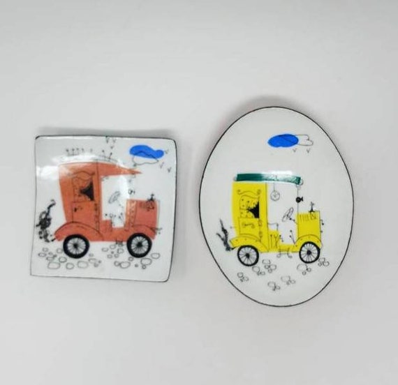 Pair of Steinbock Enamel Pin Dishes