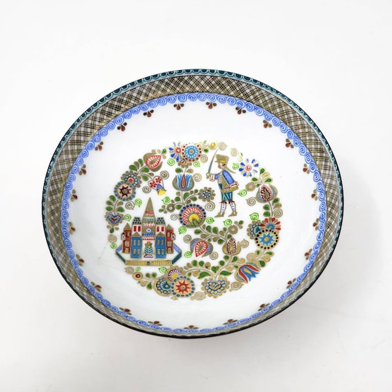 Vintage Steinbock Enamel Footed Bowl