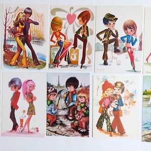 Arabische Vintage Postkarten. Set 10 Stück. Romantische Serie. Sammler Postkarten. Romantische Postkarten. Gesammelt 1977-1980