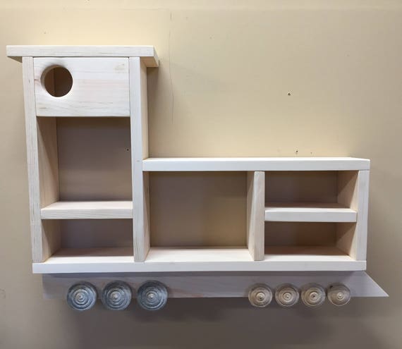 wooden toy shelf