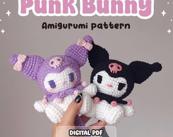 AMIGURUMI PATTERN, Punk Emo Bunny, Alternative Cat Amigurumi