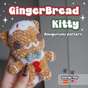 AMIGURUMI PATTERN, GingerBread Kitty, Christmas cute cat| Spanish & English Instructions (Digital pattern, PDF).