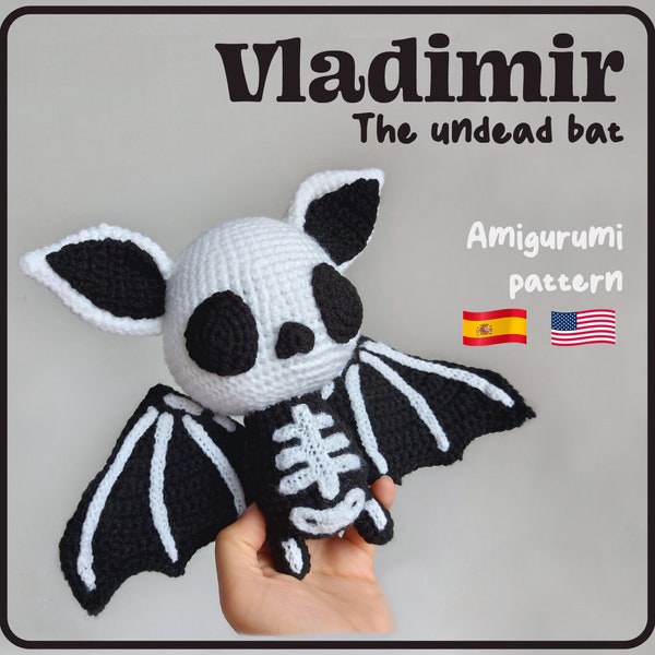 Vladimir, The Undead Bat. Amigurumi pattern ESP/ENG (Patrón digital)