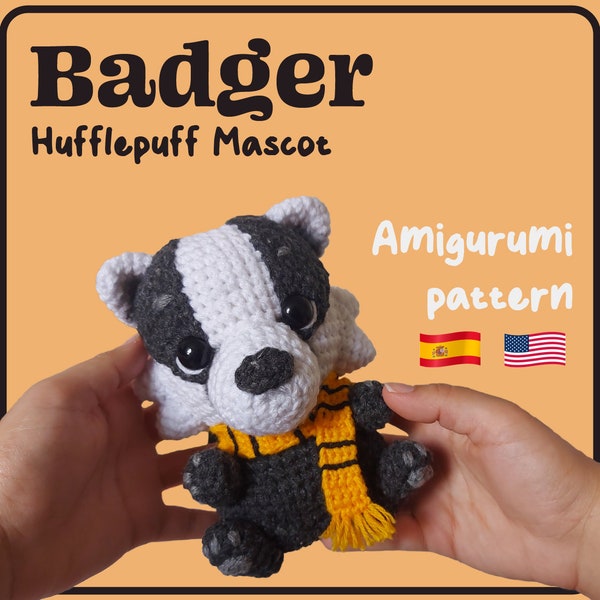 Haakpatroon | Badger Huffelpuf mascotte. Amigurumi-patroon ESP/ENG (digitaal patroon)