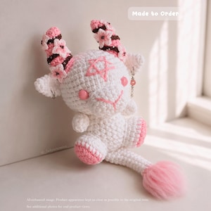 Baby Sakura Baphomet – Gothic Crochet Plush, Dark Kawaii Demon, Handmade Gift, Made to Order