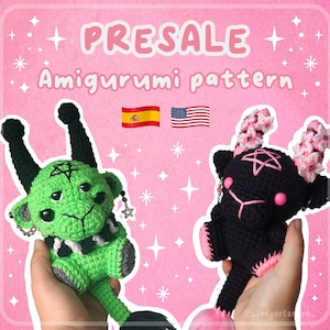 PRE-SALE, Baby Baphomet Amigurumi Pattern, Alien and Sakura baphomets | Spanish & English Instructions (Digital pattern, PDF).