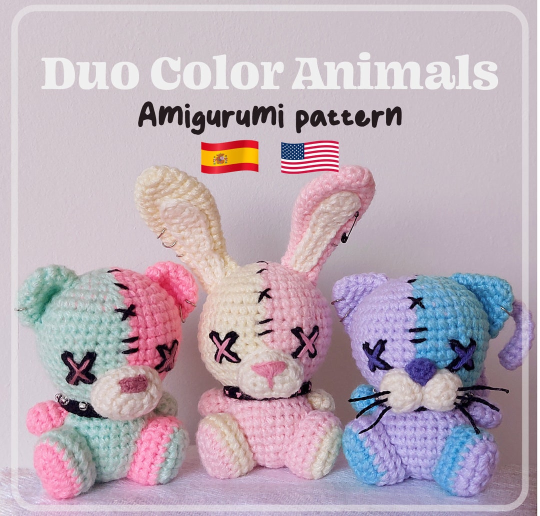 AMIGURUMI PATTERN, 3in1 Duo Color Animals, Bear Cat Bunny crochet