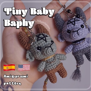 AMIGURUMI PATTERN, Tiny Baby Baphy, Baphomet crochet, cute demon amigurumi | Spanish & English Instructions (Digital pattern, PDF).
