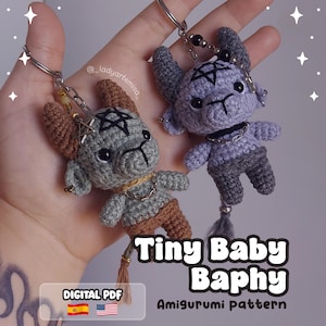 AMIGURUMI PATTERN, Tiny Baby Baphy, Baphomet crochet, cute demon amigurumi | Spanish & English Instructions (Digital pattern, PDF).