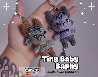 AMIGURUMI-MÖNSTER, Tiny Baby Baphy, Baphomet-virkning, söt demon-amigurumi | Spanska och engelska instruktioner (digitalt mönster, PDF).
