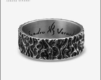 Silver Men Band-Ring “Soul flame” Designed by SANDRO VERRDI Silver 925 /R021