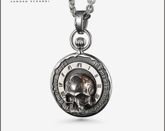 Skull Pendant Silver Biker Vanitas Memento mori - by SANDRO VERARDI /N004