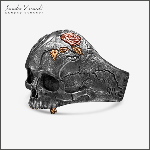 Skull Silver Men Ring Biker Vanitas Memento mori SANDRO VERARDI Silver 925/R028