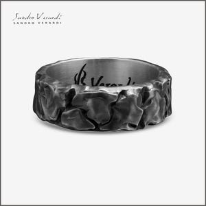 Silver men band ring “spirit of stone” by SANDRO VERARDI sterling silver 925/R026