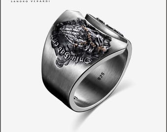 Bague Band Unisexe Argent « Mains en prière » par SANDRO VERARDI /R016