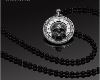 Skull Pendant Silver Biker Vanitas Memento mori - by SANDRO VERARDI /N004