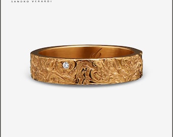 Anillo de plata de ley “Lava”, anillo de mujer, anillo de pareja, anillo de boda, anillo de amistad /R040-G