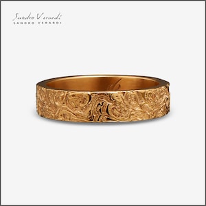 Silver Band Ring &quot;Lava&quot; Men&#39;s Ring Partner Ring Wedding Ring Friendship Ring /R039-G