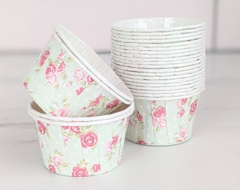 High Quality Pleated Mint Floral Baking Cups Cupcake Cases Muffin Cups