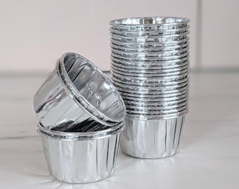 Cupcake Liner Metallic Backförmchen, plissierte Silber Metallic Folie Chrom Cupcake Förmchen & Muffin Backförmchen