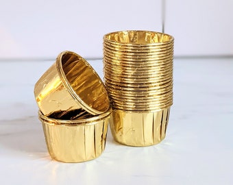 Cupcake Case Paper Baking Muffin Cups, Pleated Gold Metallic Foil Chrome Cupcake Liner Baking Cups