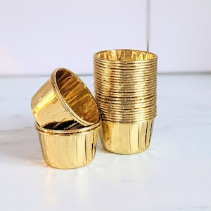 Cupcake Case Paper Baking Muffin Cups, Pleated Gold Metallic Foil Chrome Cupcake Liner Baking Cups