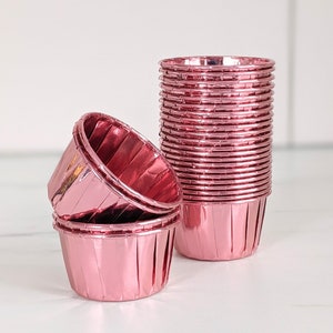 Muffin Cupcake Liners Baking Cups, Pleated Rose Gold Metallic Foil Paper Chrome Cupcake Cases for Gifts
