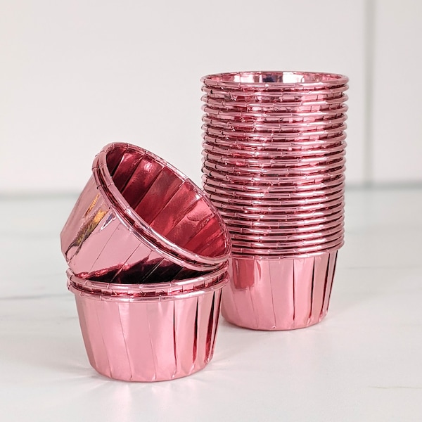 High Quality Pleated Rose Gold Metallic Foil Chrome Baking Cups Cupcake Cases Muffin Cups