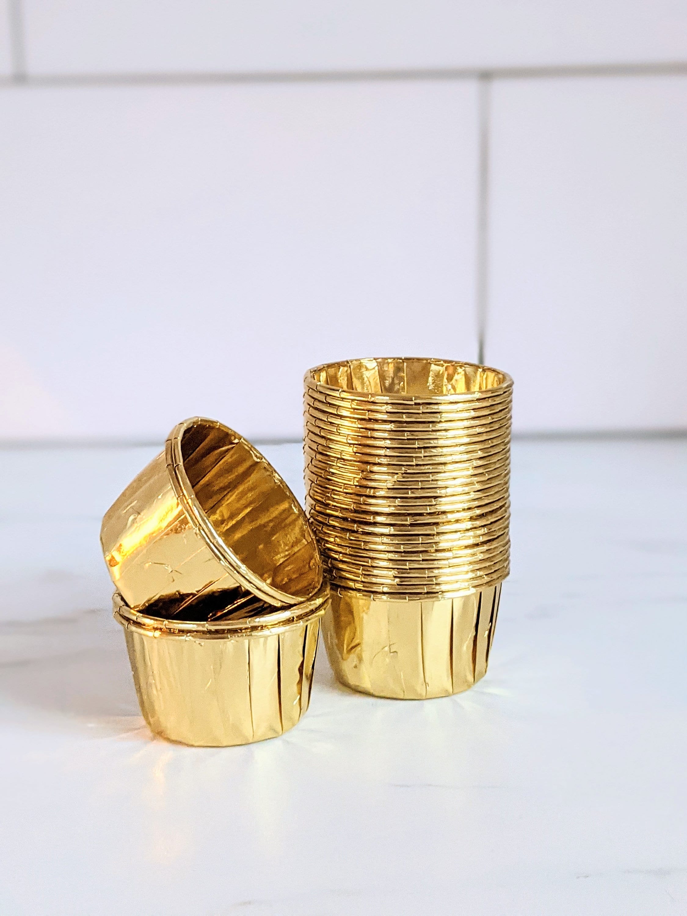 High Quality Pleated Gold Metallic Foil Chrome Baking Cups Etsy UK