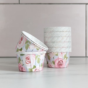 Cupcake Liners Roses Cupcake Cases, Pleated Roses Floral Design High Quality Baking Paper Muffin Cups