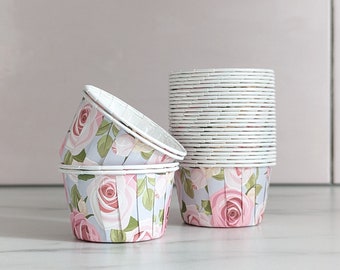 Cupcake Liners Roses Cupcake Cases, Pleated Roses Floral Design High Quality Baking Paper Muffin Cups