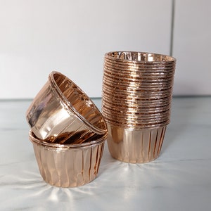 High Quality Pleated Champagne Gold Metallic Foil Chrome Baking Cups Cupcake Cases Muffin Cups