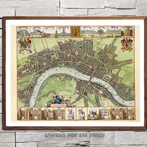 Carte de Londres du 17ème siècle, par Wenceslaus Hollar (ca. 1688) - Royaume-Uni Carte ancienne Reproduction giclée d’art