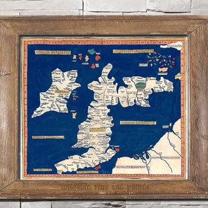 Cosmografía de Ptolomeo: Mapa de Gran Bretaña e Irlanda (1467) - Impresión giclée antigua de bellas artes.