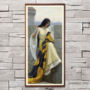 Edmund Blair Leighton: Stitching the Standard (1911) - Medieval & Chivalry fine art giclee reproduction print
