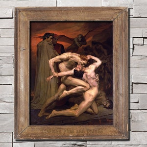 William-Adolphe Bouguereau: Dante And Virgil In Hell (1850) - Pre-Raphaelites Pagan & Magic fine art giclee reproduction print