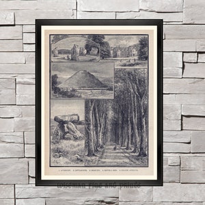 Avebury, Silbury (1898) - antique engraving fine art giclee reproduction print